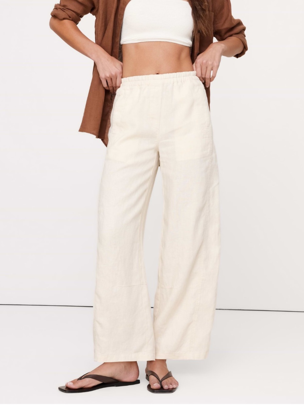 Mid Rise Relaxed Painter Pull-on Pant Linen